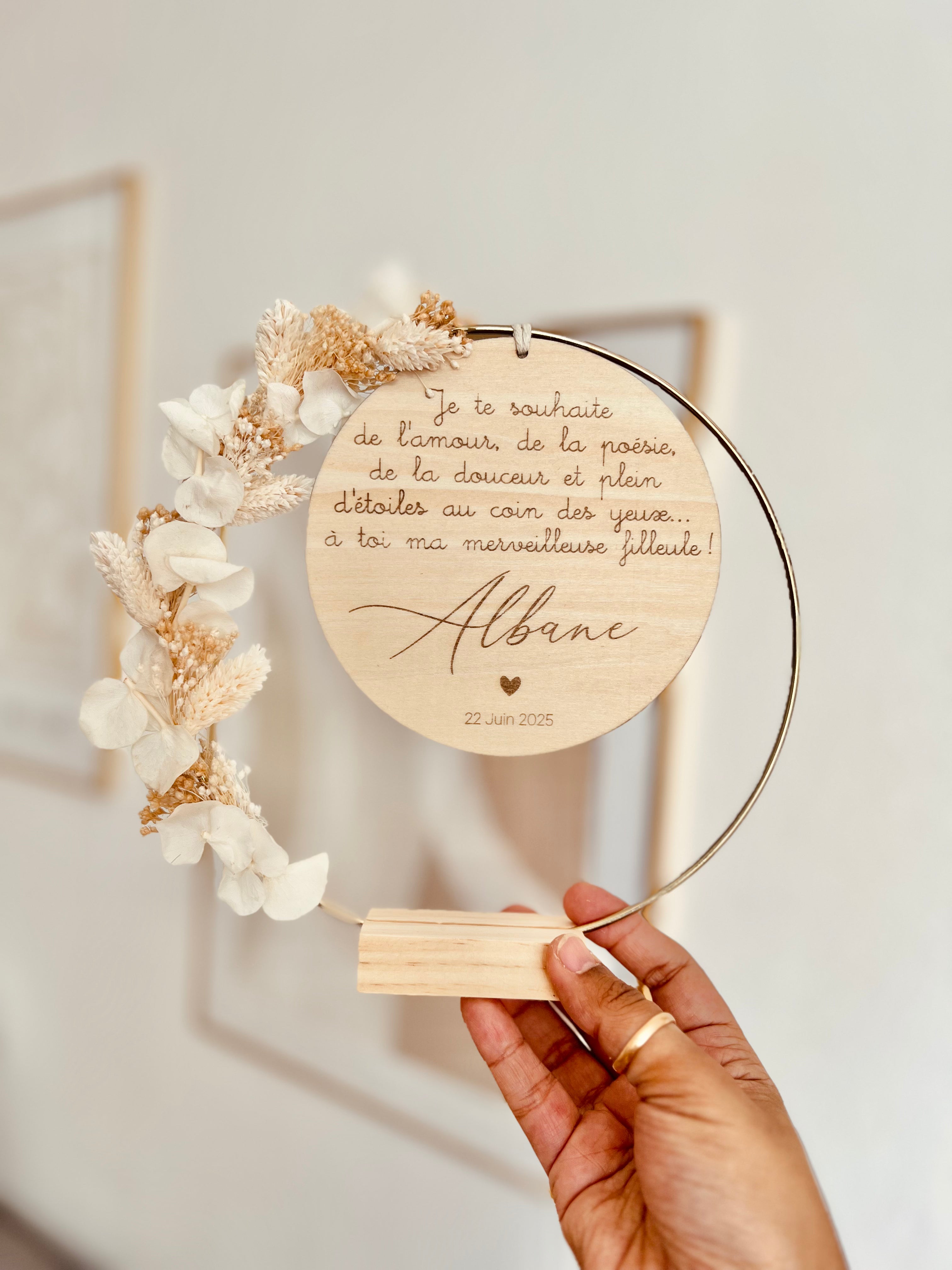 Couronne de fleurs séchées à poser