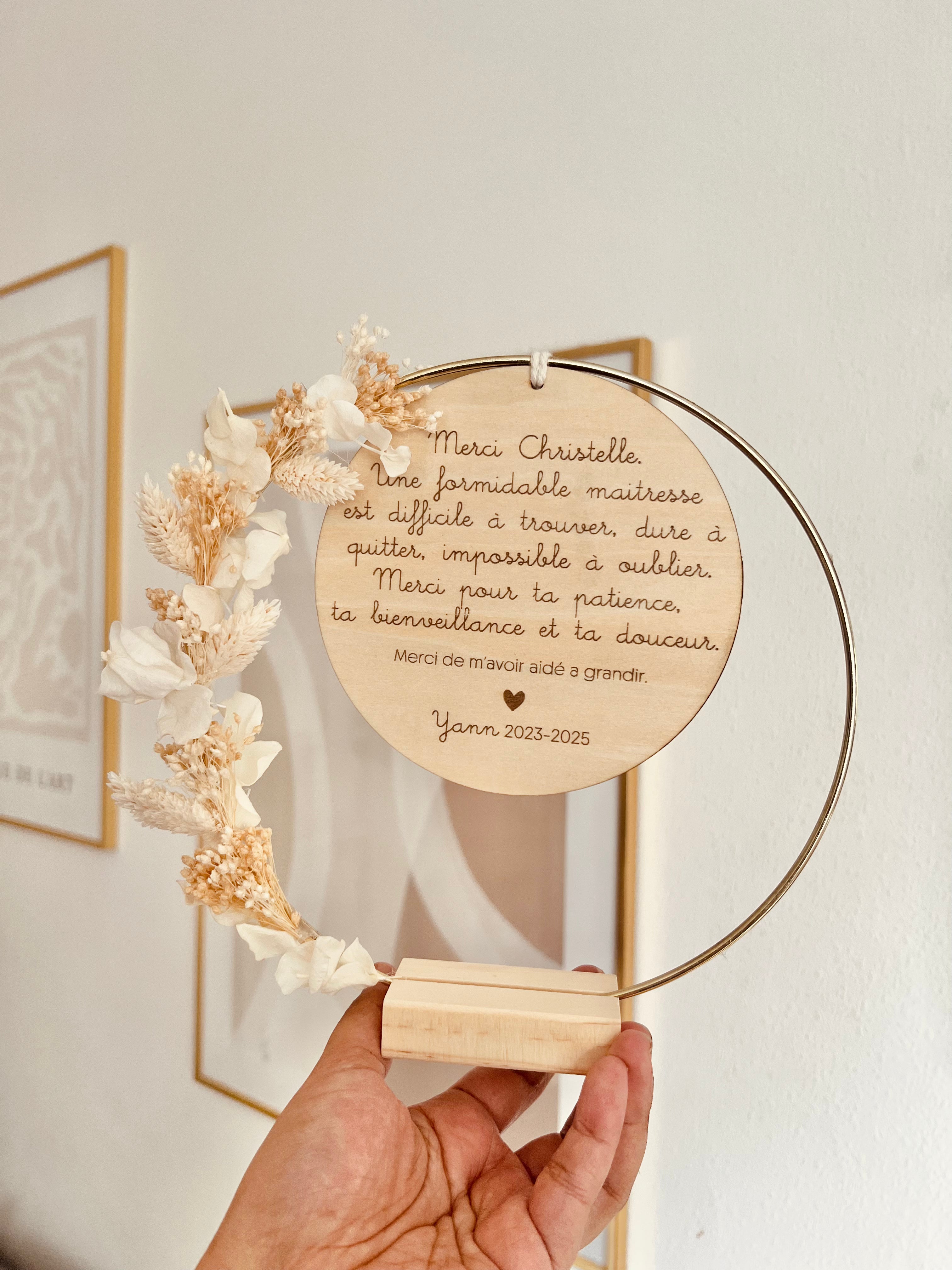 Couronne de fleurs séchées à poser