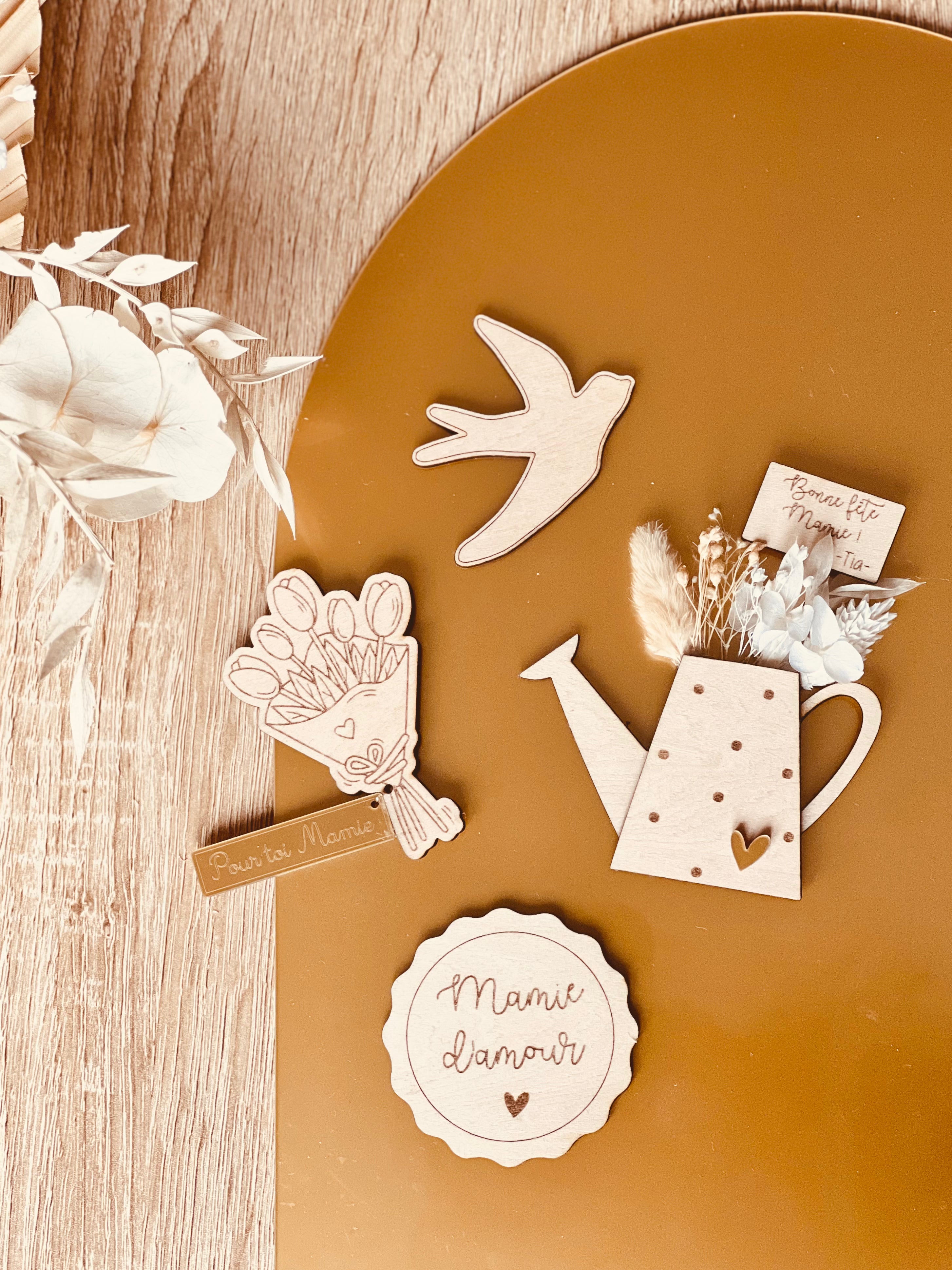 Lot de magnets en bois personnalisables
