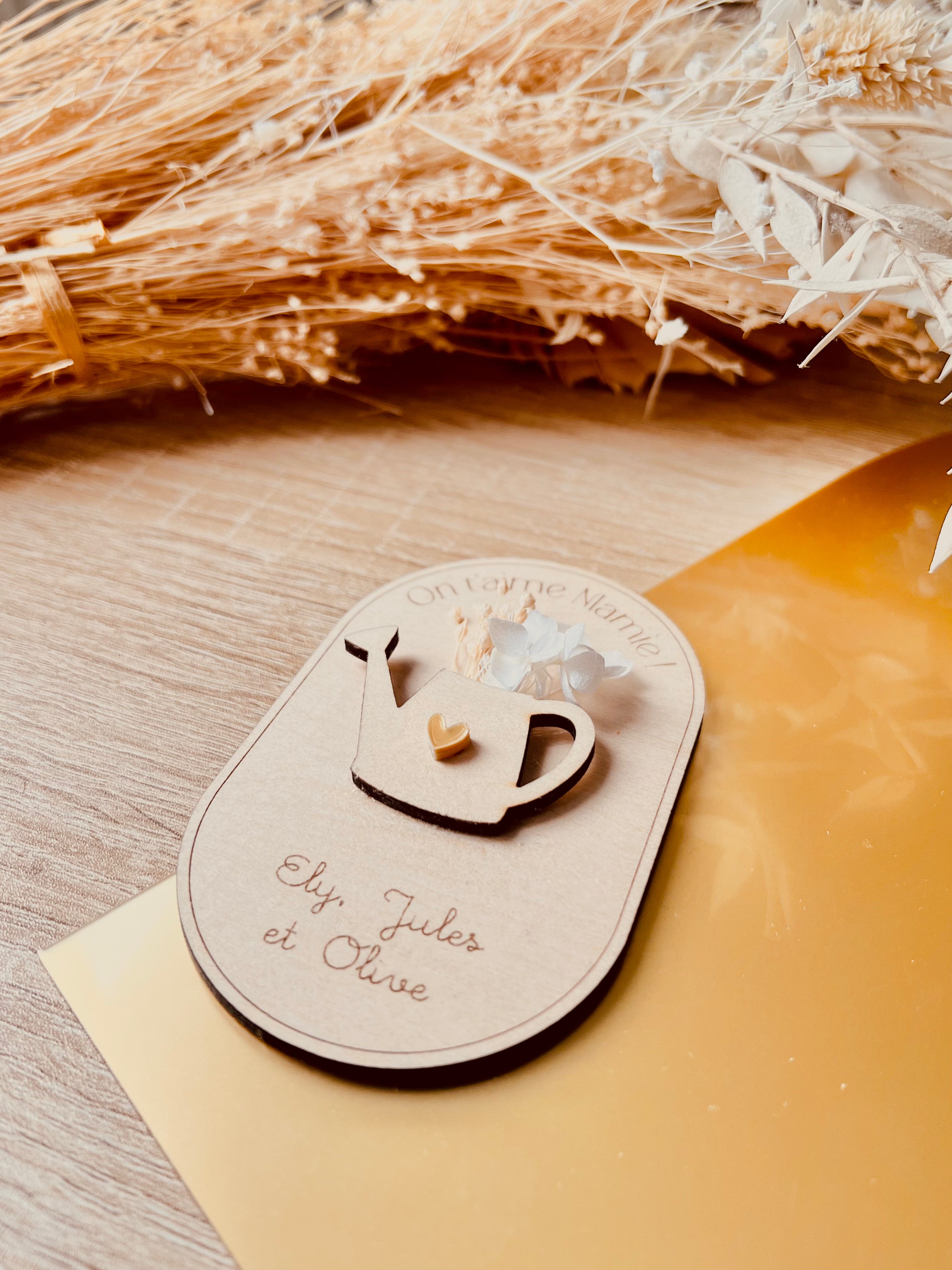 Magnet ellipse arrosoir fleurs séchées