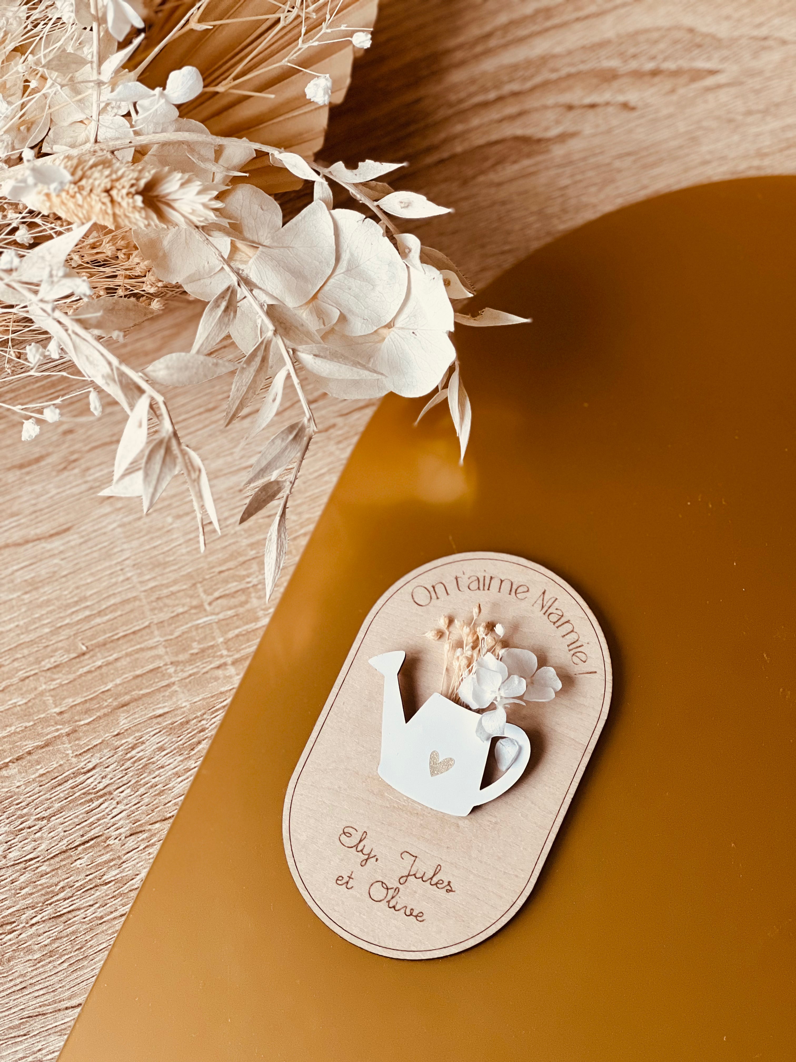Magnet ellipse arrosoir fleurs séchées