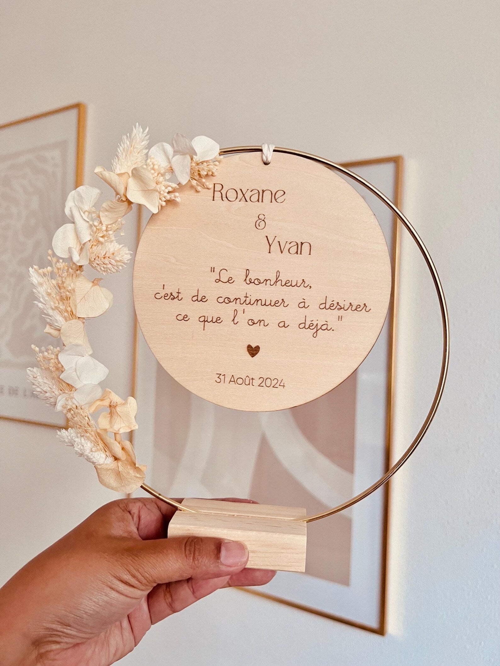 Couronne de fleurs séchées à poser