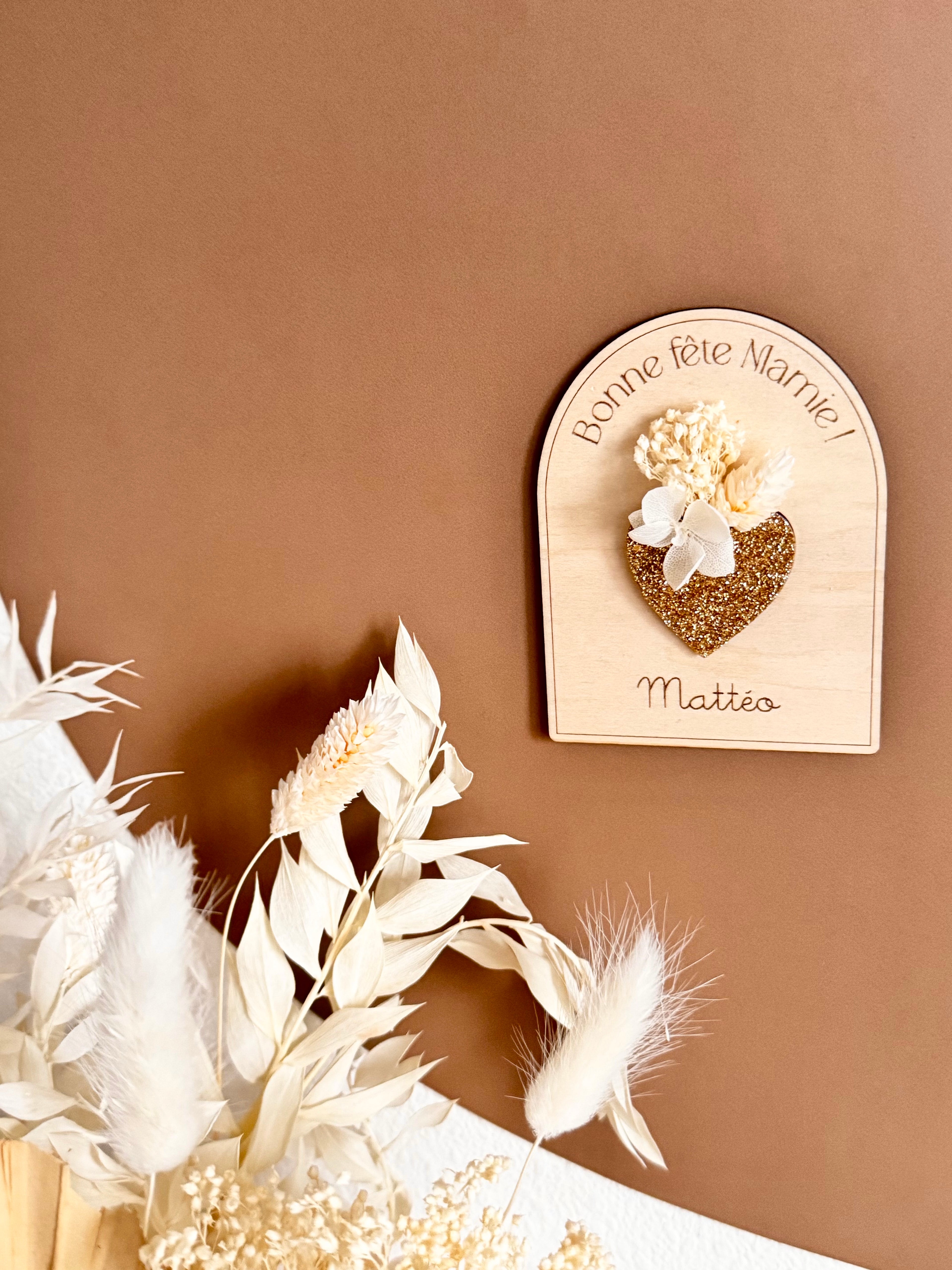 Magnet arche cœur fleurs séchées