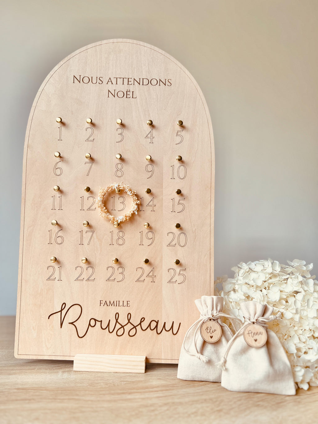 Arche - Calendrier de l’avent avec petite couronne de fleurs