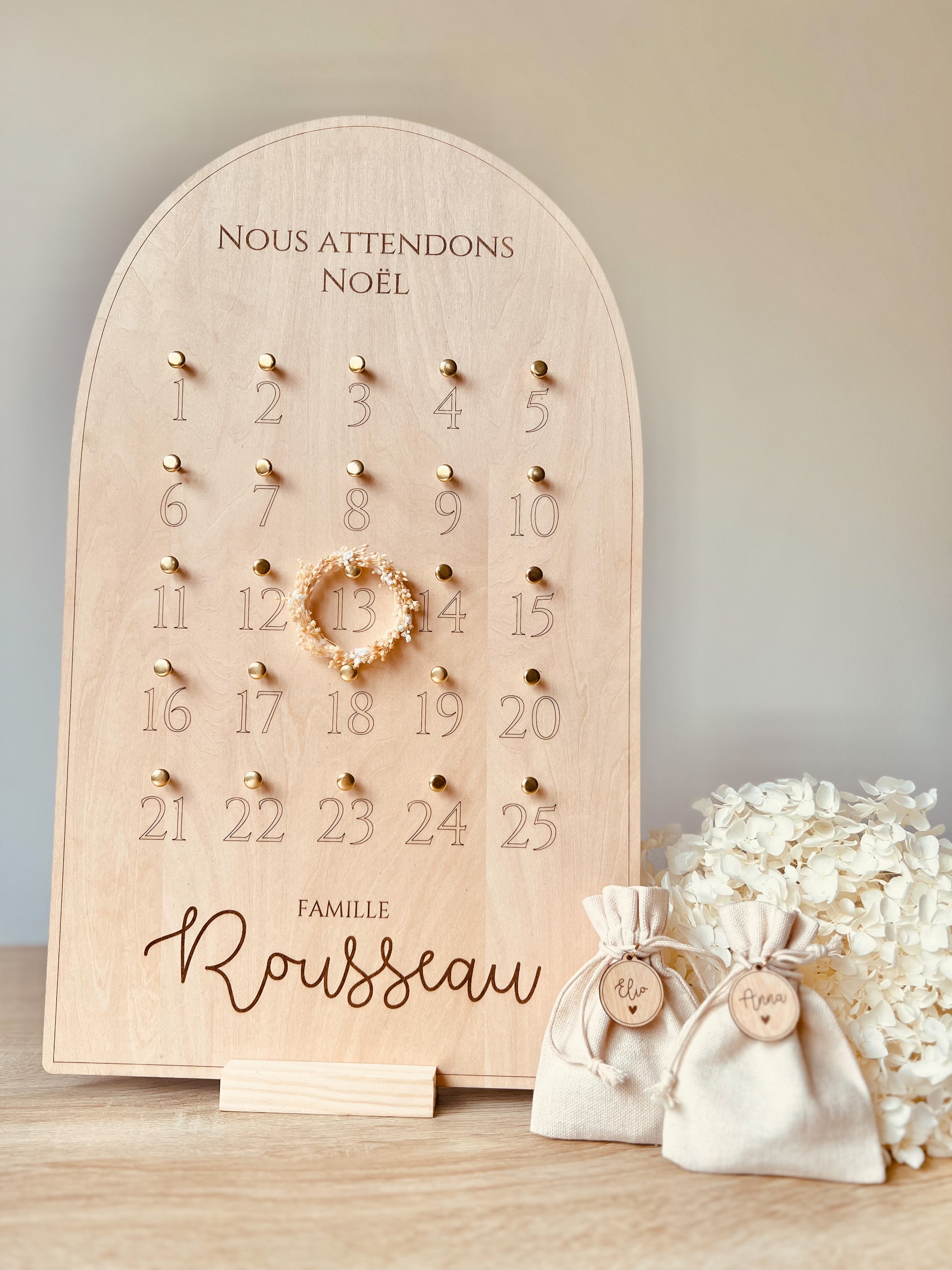 Arche - Calendrier de l’avent avec petite couronne de fleurs