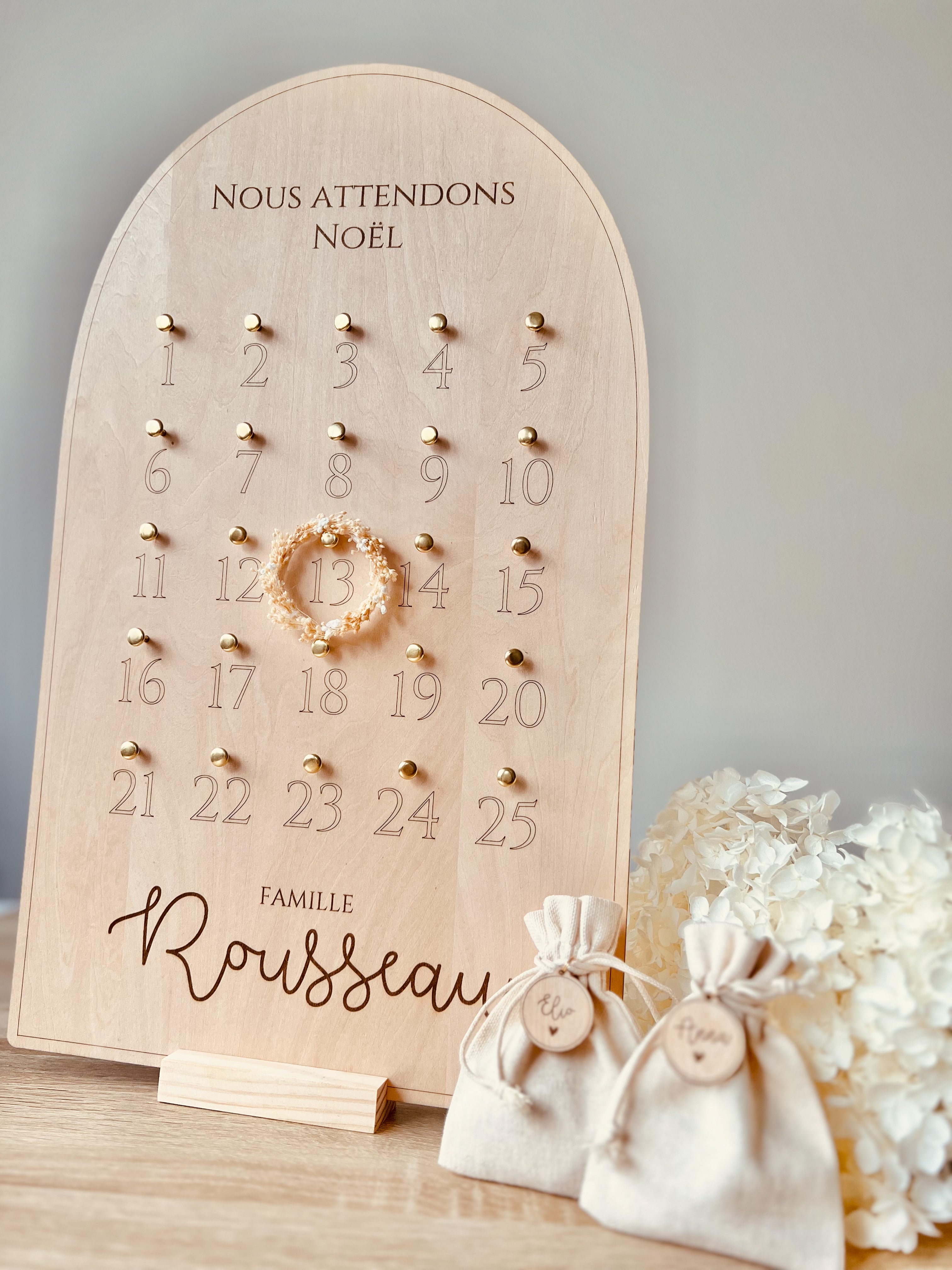 Arche - Calendrier de l’avent avec petite couronne de fleurs