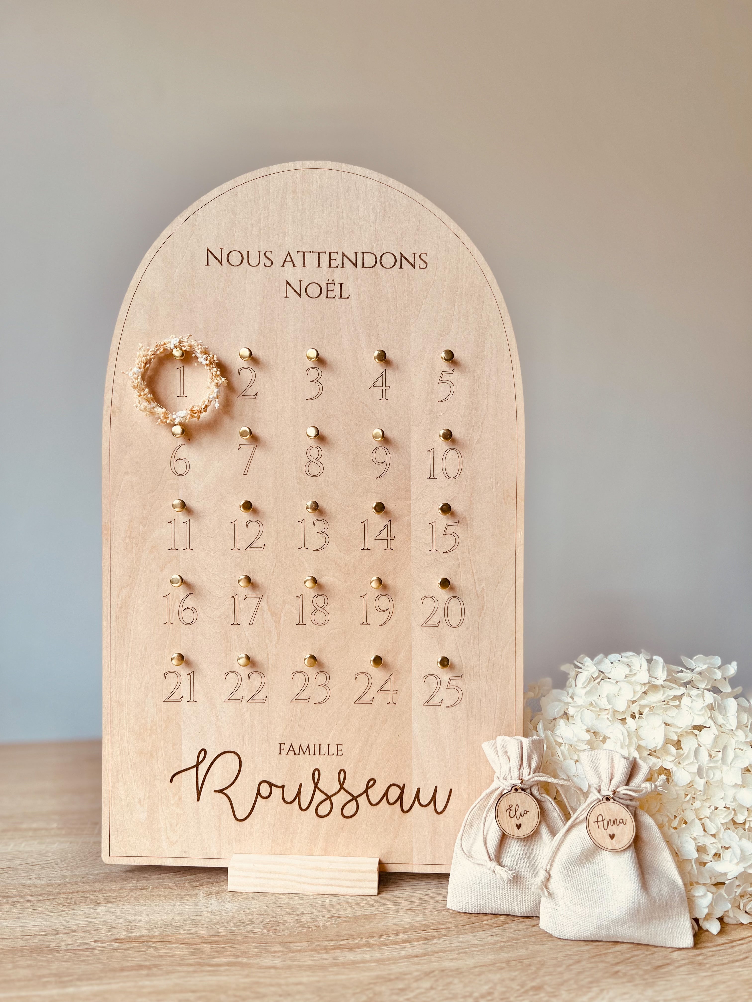 Arche - Calendrier de l’avent avec petite couronne de fleurs