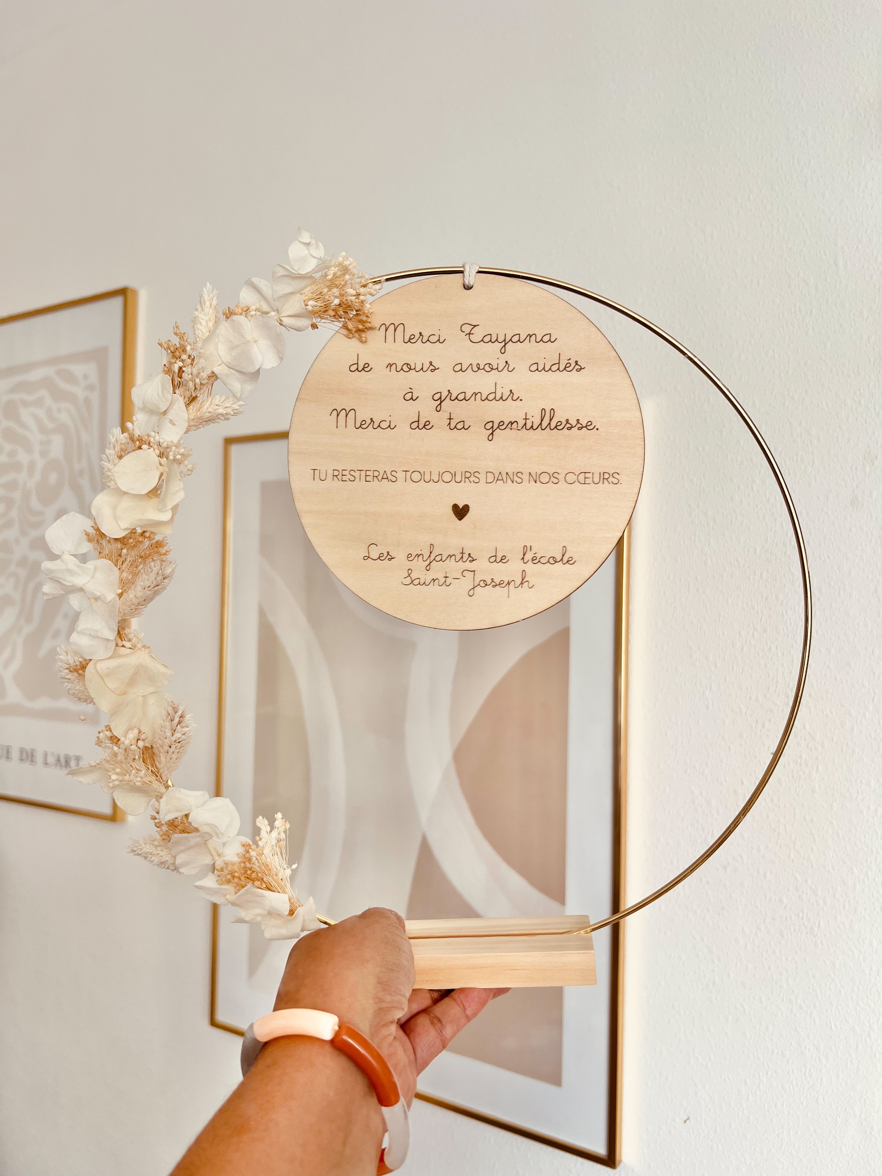 Couronne de fleurs séchées à poser