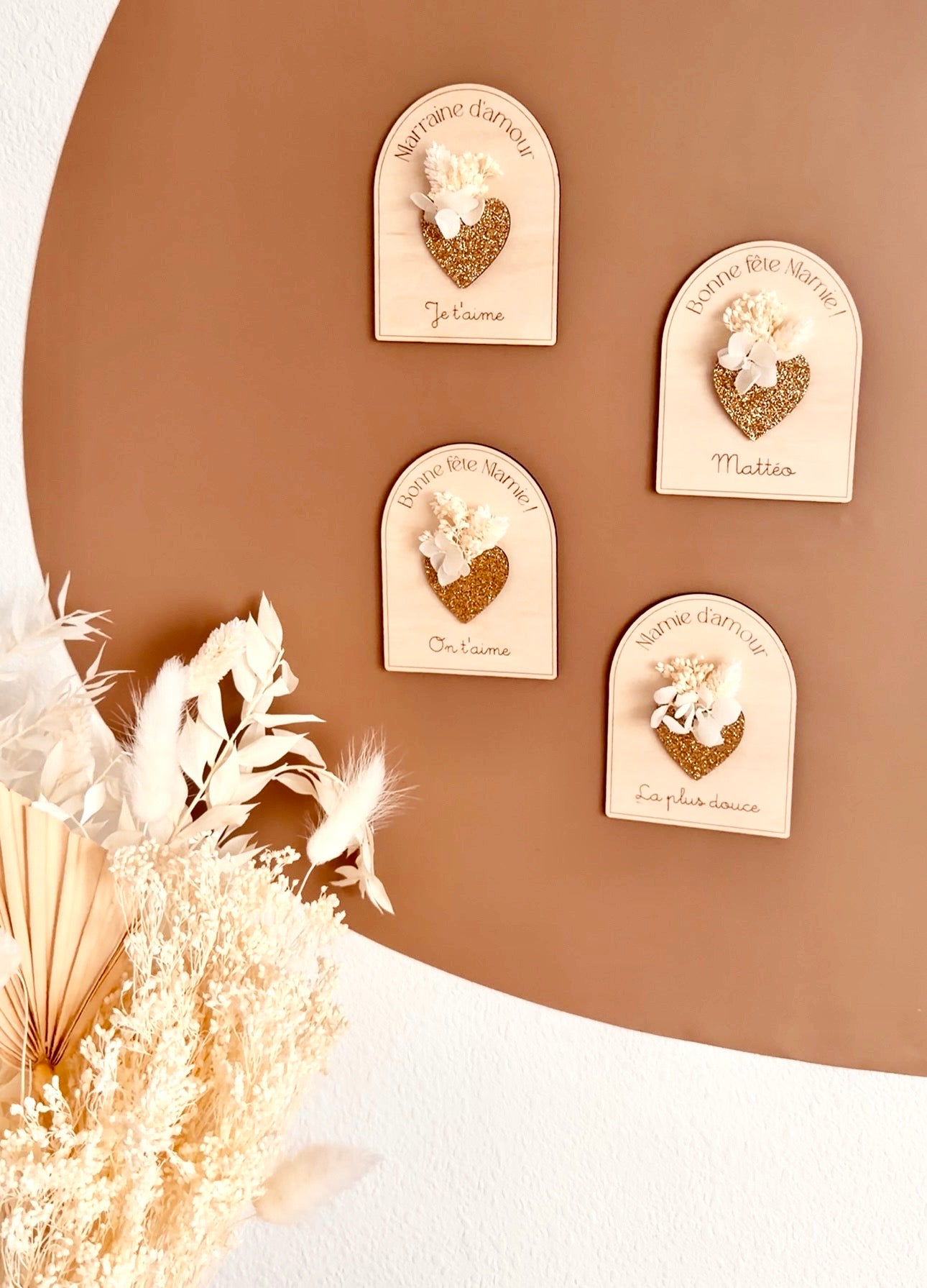 Magnet arche cœur fleurs séchées