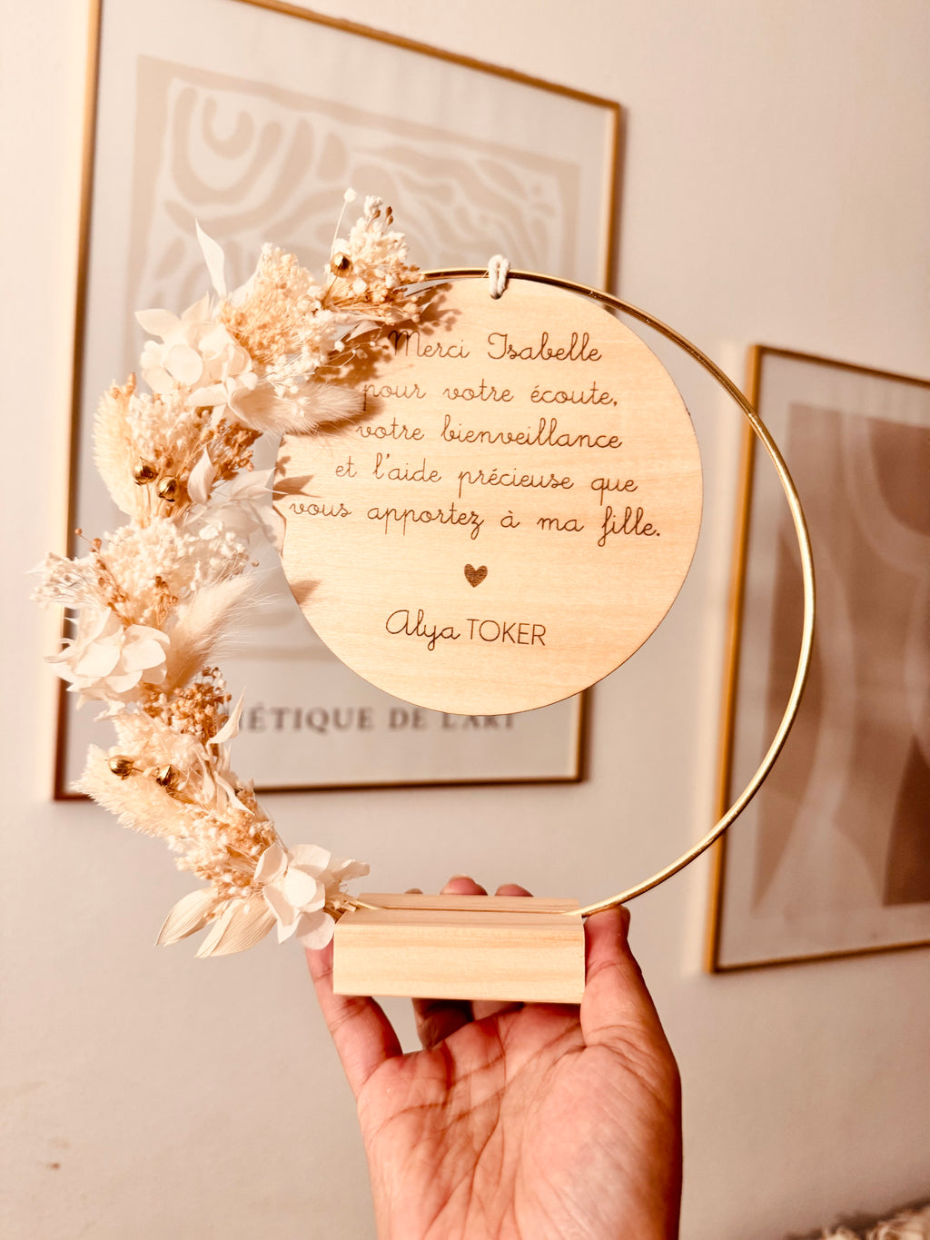 Couronne de fleurs séchées à poser
