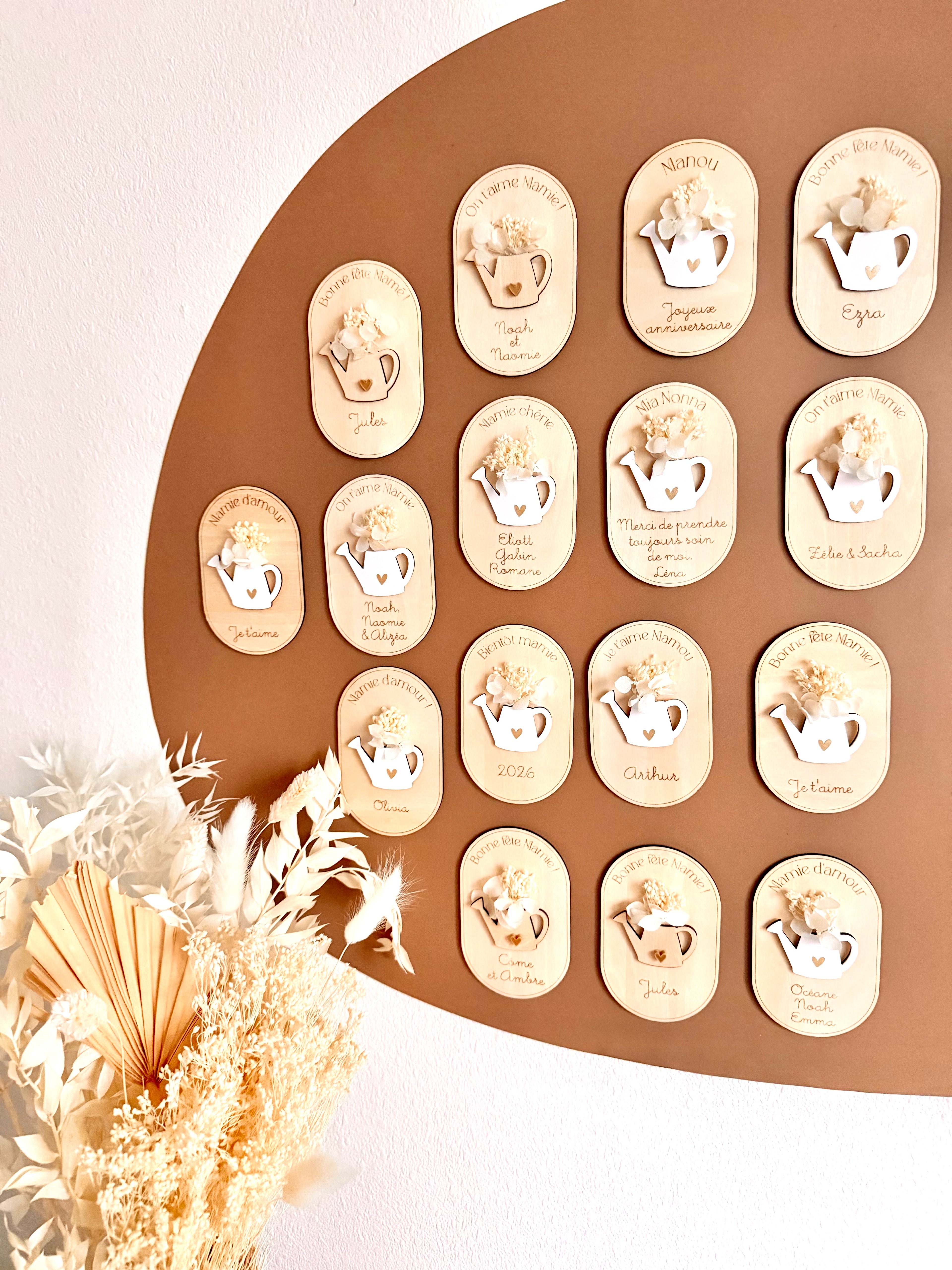 Magnet ellipse arrosoir fleurs séchées