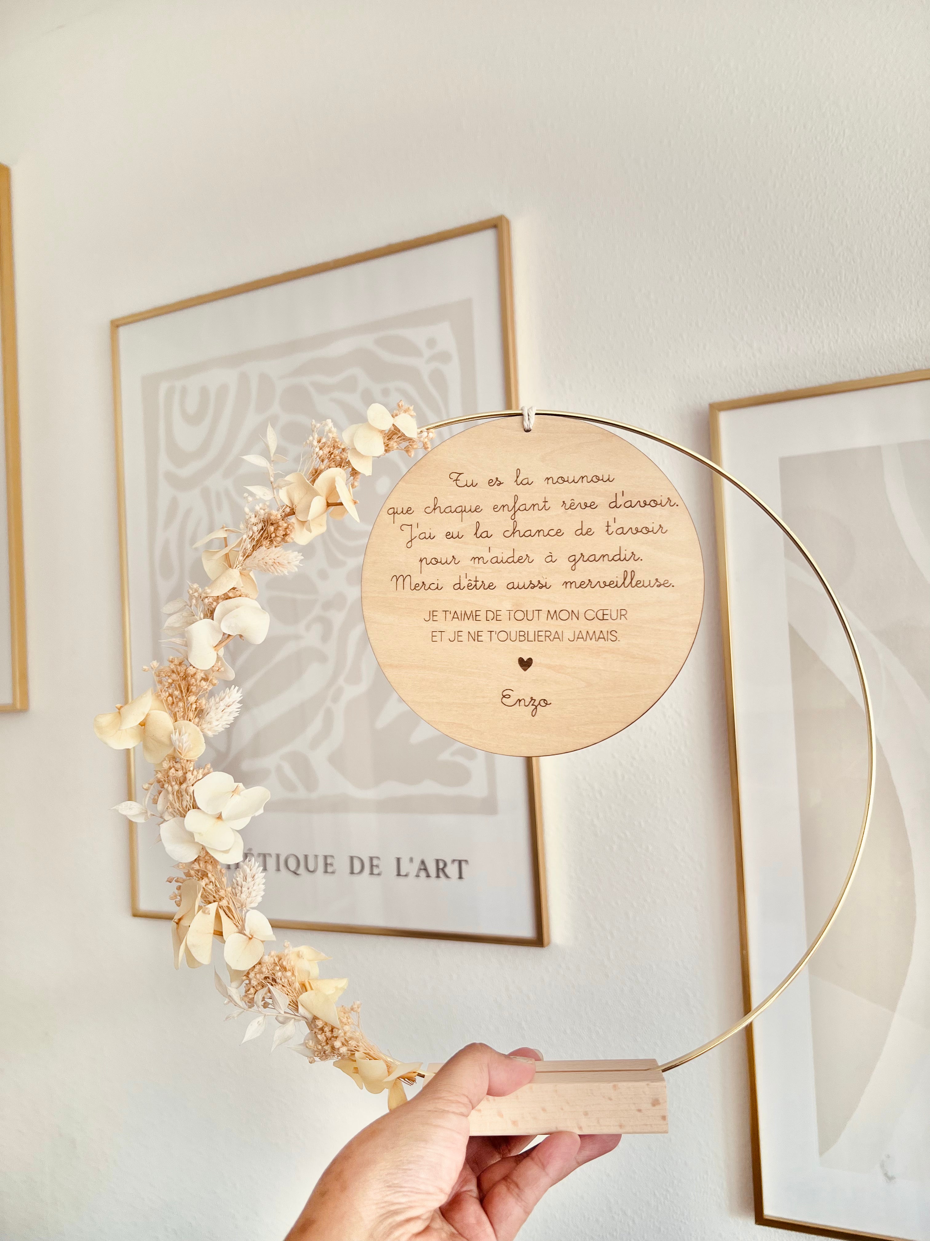 Couronne de fleurs séchées à poser