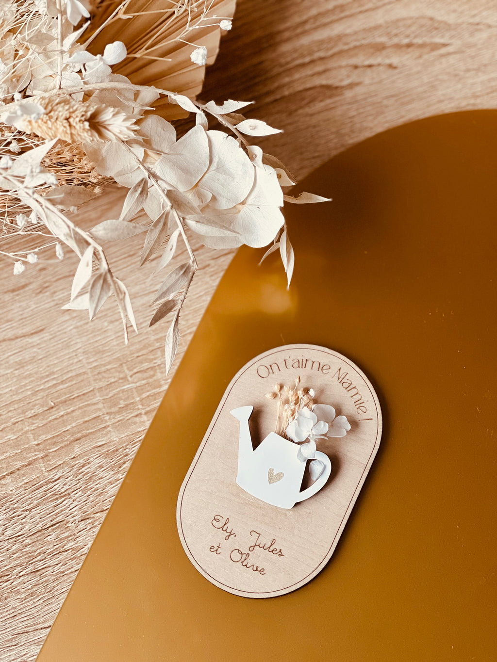Magnet ellipse arrosoir fleurs séchées