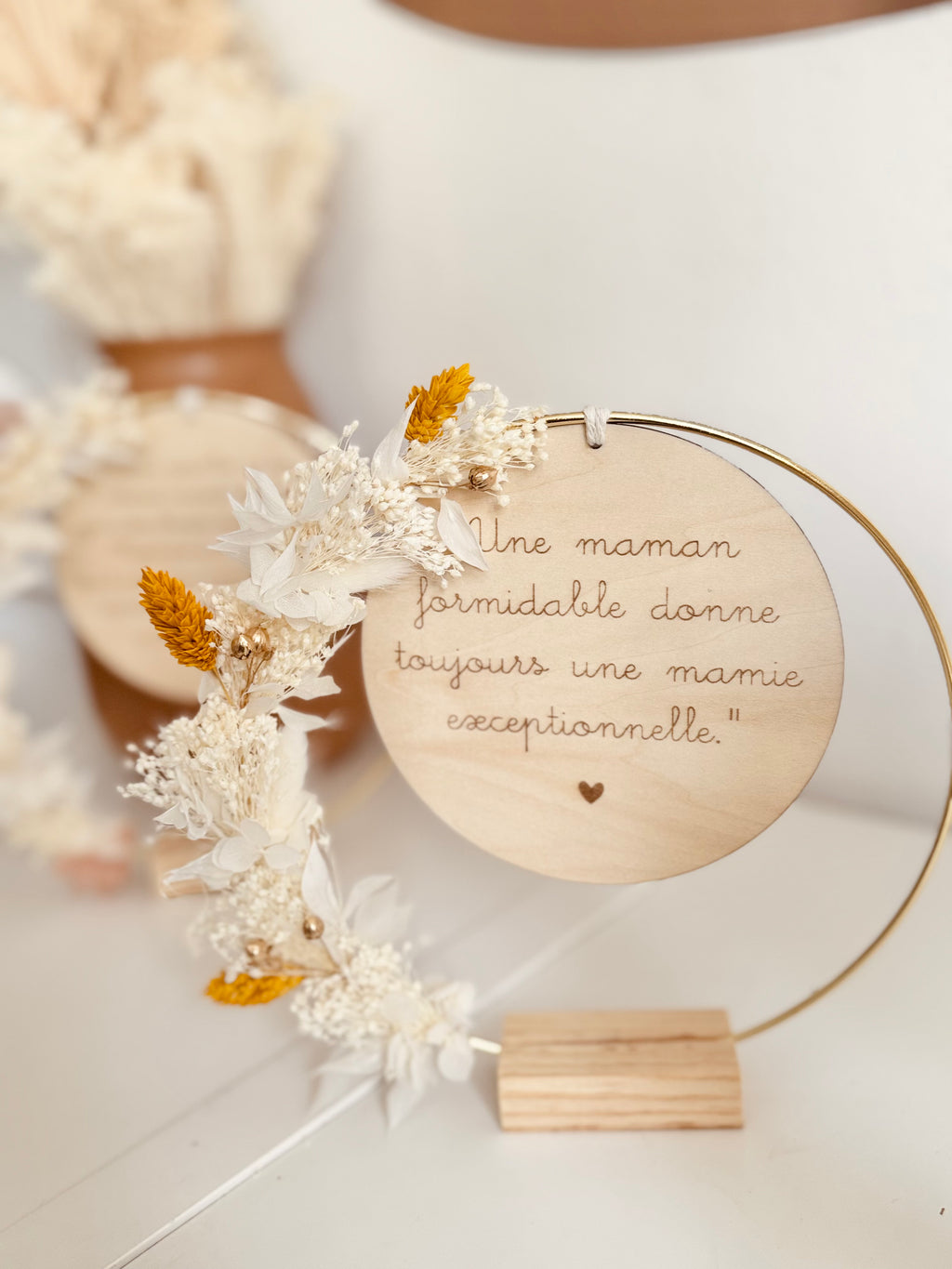 Couronne de fleurs séchées à poser