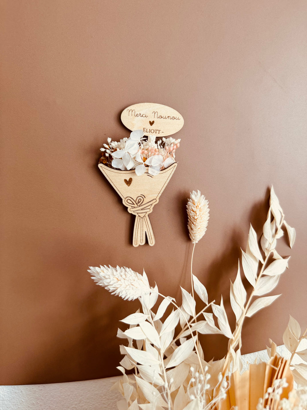 Magnet cartable/bouquet à fleurs séchées