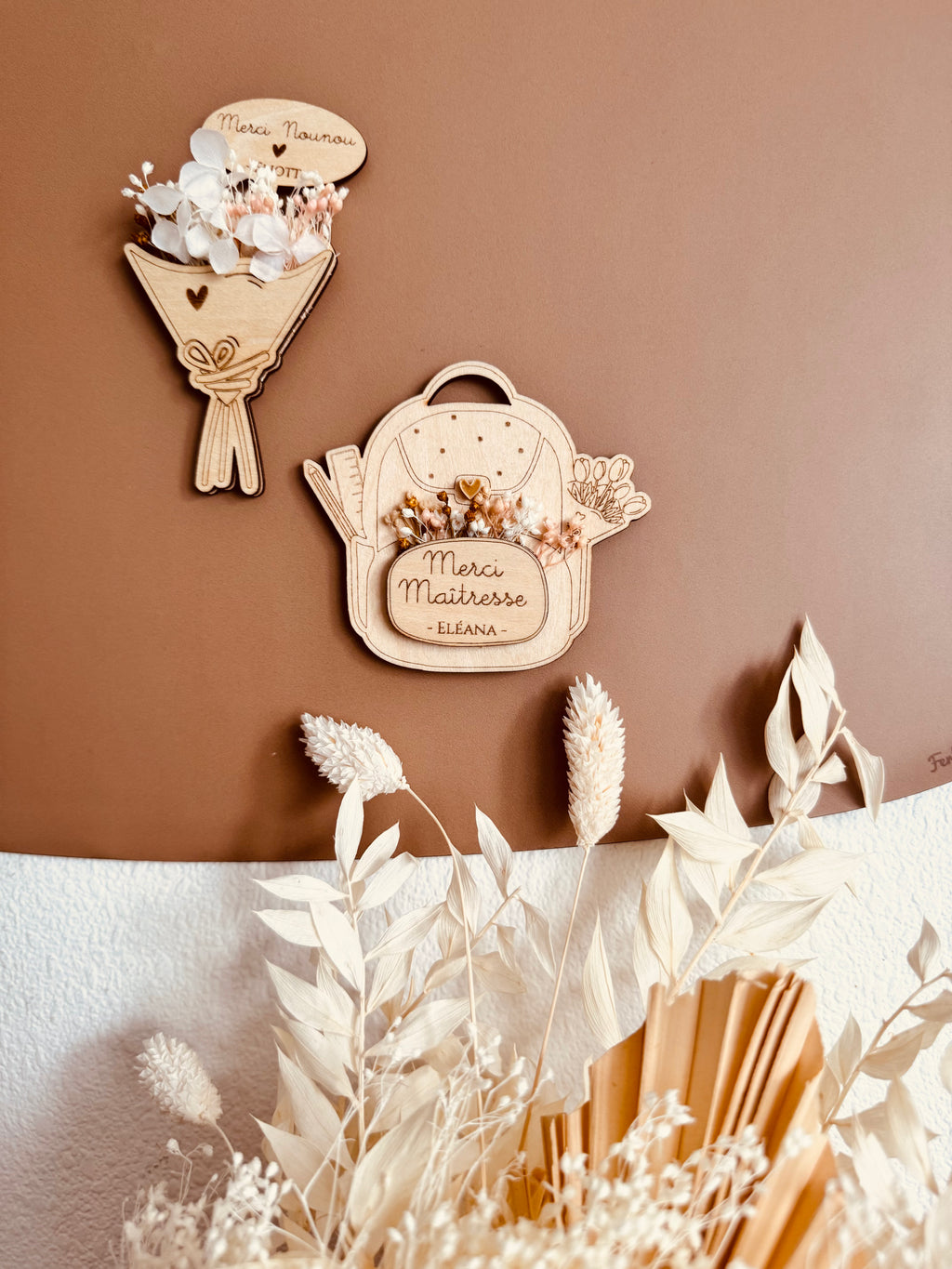 Magnet cartable/bouquet à fleurs séchées