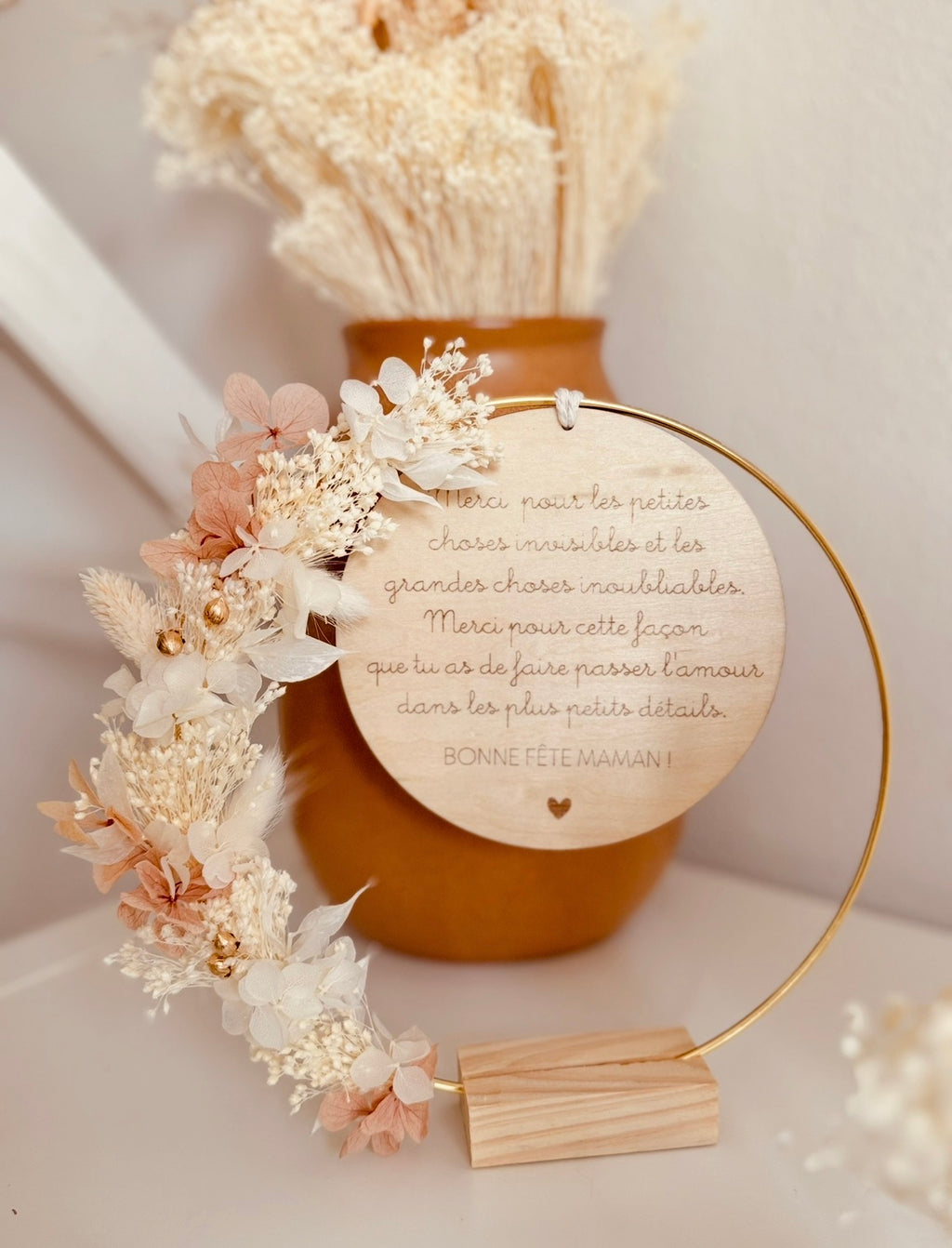 Couronne de fleurs séchées à poser