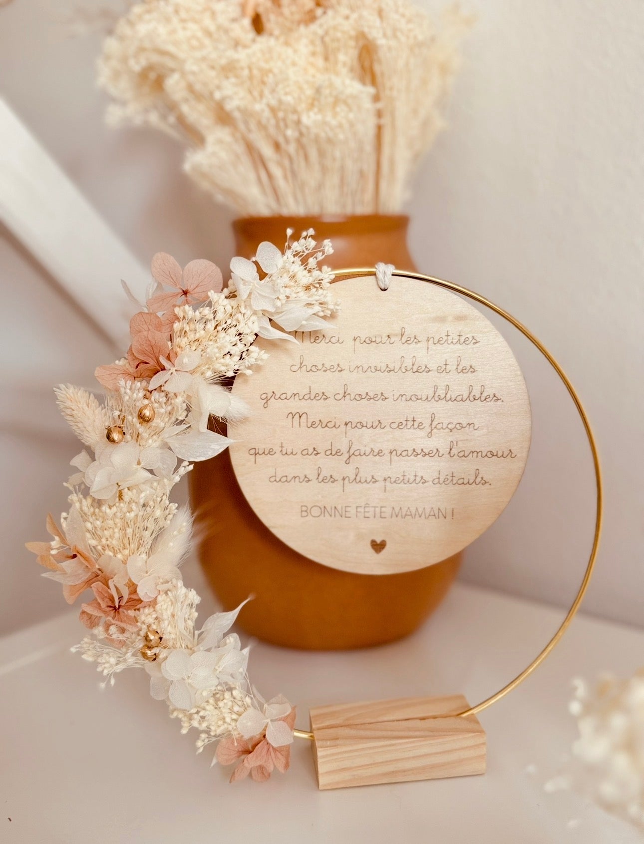 Couronne de fleurs séchées à poser