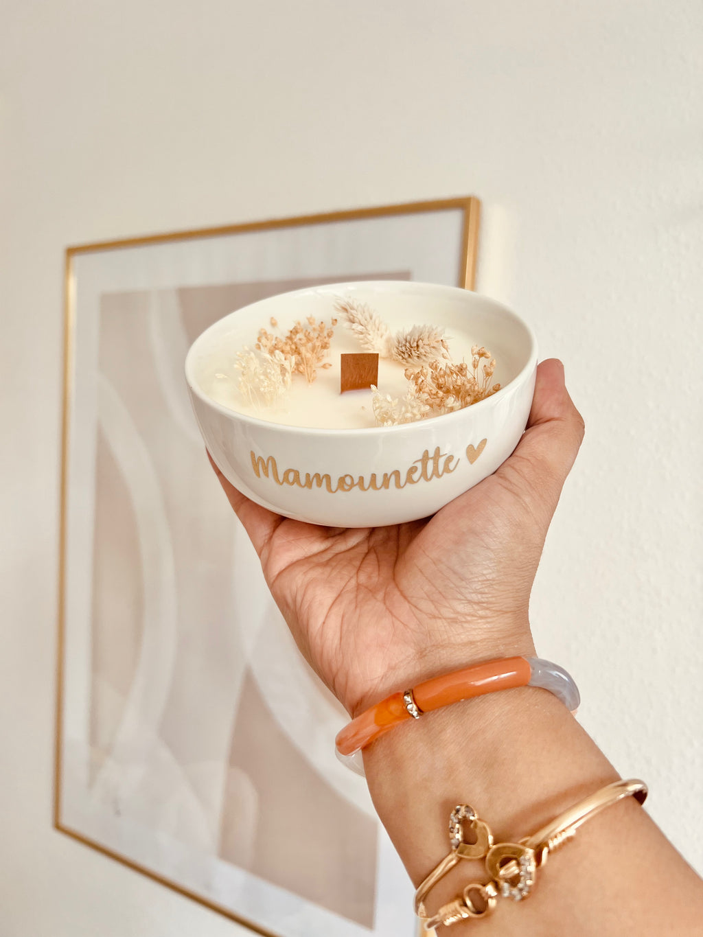 Bougie de soja aux fleurs séchées