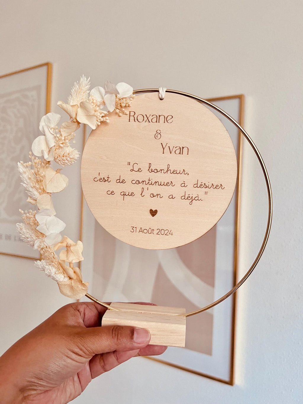Couronne de fleurs séchées à poser