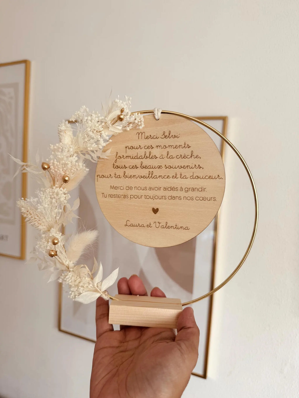 Couronne de fleurs séchées à poser