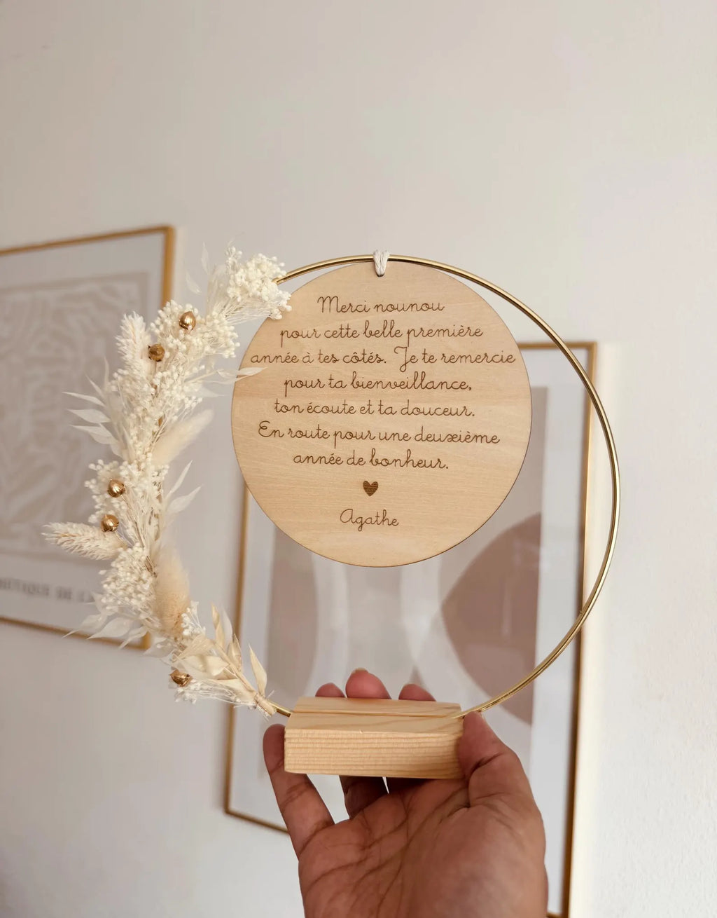 Couronne de fleurs séchées à poser